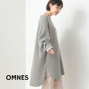 【hbB】【OMNES】スウェットライクニット裾ラウンドチュニック レディース カジュアル フリーサイズ クルーネック 長…