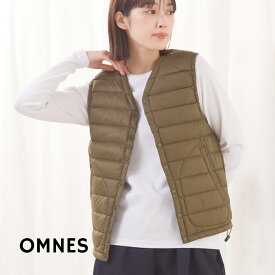 【hbA】【OMNES】高密度ナイロンVネックダウンベスト レディース インナーダウン アウター 軽量 カジュアル 秋冬 防寒 オムネス