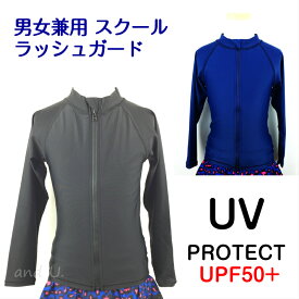 【男女兼用】ラッシュガード 長袖フルZip　スクール水着・UPF50+ 子供用 水着 ラッシュガード パーカータイプ 日焼け対策 UVPROTECT スイムウエア 女の子 キッズ 女児用 日焼け防止　こども 子供 ラッシュガード キッズ 長袖　【メール便送料無料】【代引き不可】（TN17012）