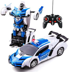 WEECOC ロボットおもちゃ 変形玩具車 RCカー 2合1 ラジコン 遠隔操作 変形することができる 子供の好きなギフト (青)