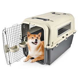 ペットキャリー ペット航空ケース、中大型犬用ハードクレート ペットキャリーケースキャスター付き取っ手付き、航空輸送対応ドッグケージ、通気性 換気
