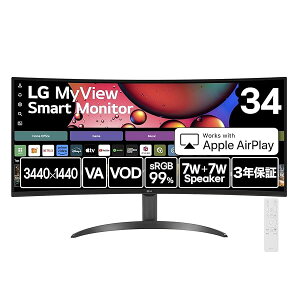 �y���������z�X�}�[�g���j�^�[ MyView Smart Monitor 34SR60QC-B 34�C���`/3440×1440/100Hz/webOS/sRGB 99%/HDR/