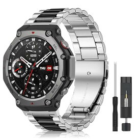 【送料無料】金属バンド Amazfit T-Rex 3 対応 交換ベルト 時計ベルト ステンレス製 替えバンド