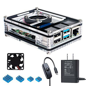 �y���������z�ŐVRaspberry Pi 4 �P�[�X ���X�x���[ �p�C 4 �P�[�X+ ��p�t�@��+�q�[�g�V���N Raspb