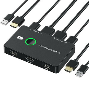 �y���������z4K KVM�X�C�b�` 2����1�o�� HDMI KVM�ؑ֊� PC2��p �v�����^ �}�E�X �L�[�{�[�h�Ȃ�