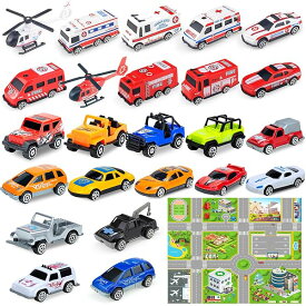 【送料無料】ミニカー セット 車 おもちゃ ミニ車セット 超豊富な24点 建設車両 子供 プレゼント 全1色