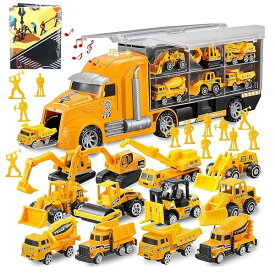【送料無料】建設車両 1台収納車 12台ミニカーセット トラック 車おもちゃ 建設車両セット はたらく車 工事カー 作業車 全2色