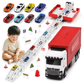 【送料無料】車 おもちゃ - 建設車両セット 1台収納車 6台ミニカーセット 車 玩具 はたらくくるま 働く車 子供 男の子 女の子 誕生日 プレゼント 子供 の 車 おもちゃ 知育玩具 全2色