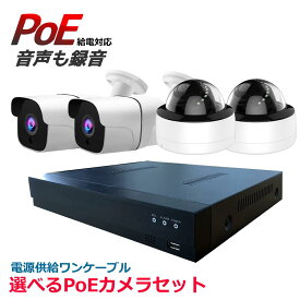 防犯カメラ PoE 屋外 4台セット 監視カメラ PoE 選べるカメラ4台 オールカラー レコーダー 4台セット　HDD1TB内蔵　av-poe04-set（HDD1TB) PTZカメラ