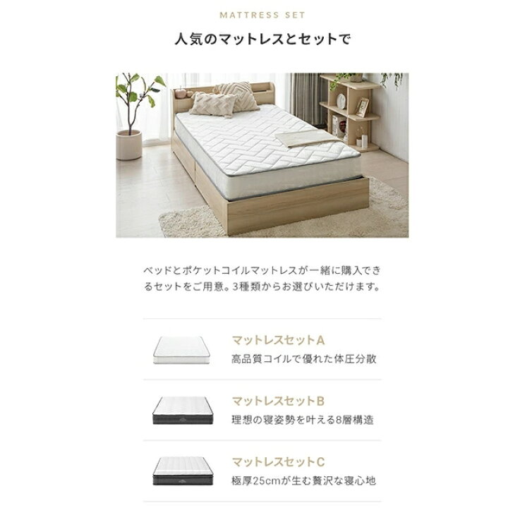 楽天市場】【事業者限定 特別価格】ベッド 収納付き マットレス付き 