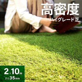人工芝 芝丈35mm リアル 2m×10m 高密度タイプ U字ピン46本付 芝生 ロール ガーデニング ベランダ ピン DIY モダンデコ 送料無料