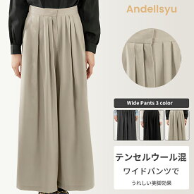 【本日P5倍＆100円OFFクーポン】　レディース 長ズボン テンセルウール　ワイドパンツ 大きいサイズ カジュアル パンツ　 ボトムス　ポケット付き　美脚効果　長め　ゆったり 夏春　Mサイズ　Lサイズ　 黒 オートミール グレー