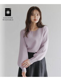 【SALE／40%OFF】【洗える】CNラクーンコンボートネックニット Andemiu アンデミュウ トップス ニット パープル ピンク ベージュ ブラウン ブルー【RBA_E】【送料無料】[Rakuten Fashion]