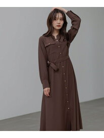 【WEB限定】キンボタンサファリワンピース Andemiu アンデミュウ ワンピース・ドレス ワンピース ブラウン ブルー ネイビー【送料無料】[Rakuten Fashion]