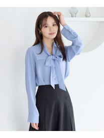 ポケツキボウタイブラウス Andemiu アンデミュウ トップス シャツ・ブラウス ホワイト ネイビー ブルー【送料無料】[Rakuten Fashion]