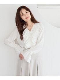 ラッフルフリルブラウス Andemiu アンデミュウ トップス シャツ・ブラウス ホワイト ブルー【送料無料】[Rakuten Fashion]