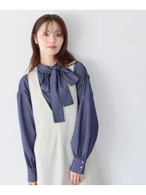 デニムボウタイブラウス Andemiu アンデミュウ トップス シャツ・ブラウス ネイビー ブルー【送料無料】[Rakuten Fashion]