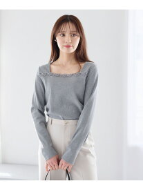 スクエアレースネックカットソー Andemiu アンデミュウ トップス カットソー・Tシャツ ブラック ホワイト グレー【送料無料】[Rakuten Fashion]