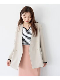 キンボタンノーカラージャケット Andemiu アンデミュウ ジャケット・アウター ノーカラージャケット ネイビー ベージュ【送料無料】[Rakuten Fashion]