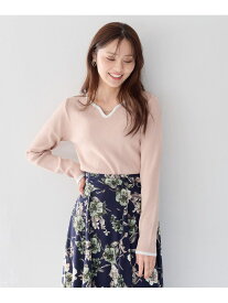 デザインネックリブニット Andemiu アンデミュウ トップス ニット オレンジ ホワイト ネイビー【送料無料】[Rakuten Fashion]