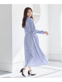 バックレースシャツワンピース Andemiu アンデミュウ ワンピース・ドレス ワンピース ブルー ベージュ ネイビー【送料無料】[Rakuten Fashion]