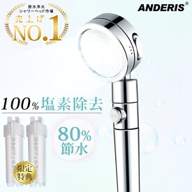 ★100%浄水フィルター2本付き★限定価格7,900円→2,780円★ シャワーヘッド 塩素除去 節水 シャワー 塩素 除去 100％ アトピー 節水シャワー 高水圧 水圧 強い 増圧 節水シャワーヘッド 浄水 美容 水圧アップ 手元スイッチ 低水圧 止水 ホルダー 角度調整 低水圧用
