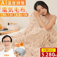 【AI調温｜安全ロック｜爆安セール4,680円】楽天1位 電気毛布 掛け敷き 190×130cm ふわふわ 洗える 電磁…