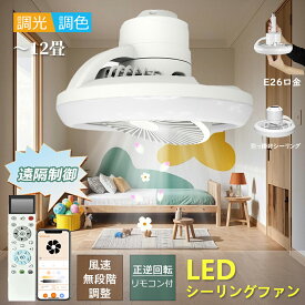 シーリングファンライト 天井扇風機 ファン付きライト 無段階調光調色 ファン付きシーリングライト ファン付きLEDライト LEDシーリングファン 扇風機 天井ファン 無段階風量調節 換気 空気循環 LED照明 ファン付きライト E26ソケット シーリングファン 首振り 角度調整