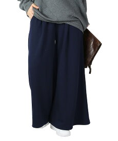 パンツ レディース フレアスカート風裏シャギーワイドパンツ 裏起毛 ふんわり あったか 暖かい 防寒 寒さ対策 冷え対策 ウエストゴム 楽ちん ラフ リラックス ゆったり シンプル カジュアル ブラック 杢チャコール ネイビー カーキ 秋 冬 F メール便不可