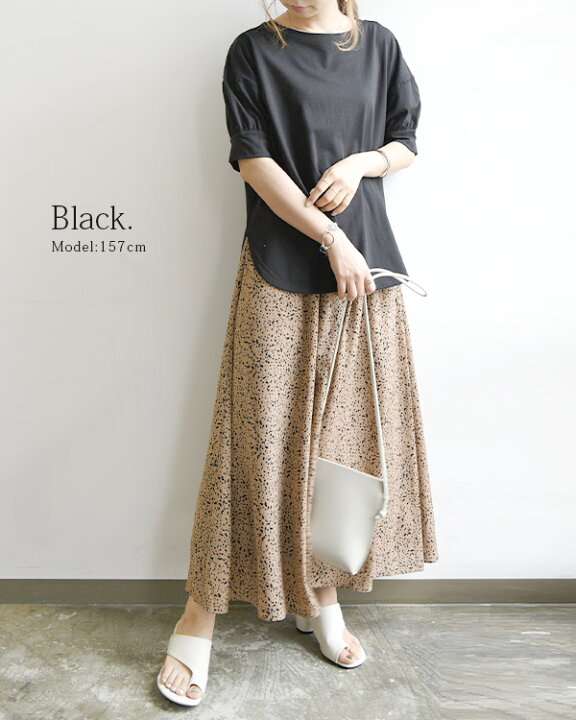 楽天市場】Tシャツ レディース 半袖 バックヘンリーネックパフスリーブ  