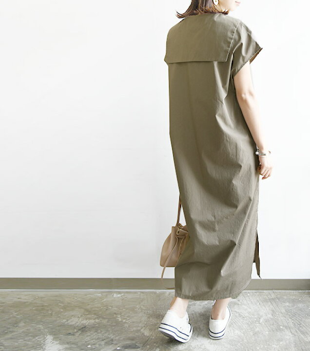 楽天市場 ワンピース 夏 きれいめ セーラーカラーシャツワンピース メール便5 M レディース 夏 ワンピース ライトカーキ モカブラウン ブラック 黒 セーラー襟 フレンチスリーブ 大人可愛い シャツワンピ 無地 シンプル 上品 ゆったり スリット 綺麗め ロング丈