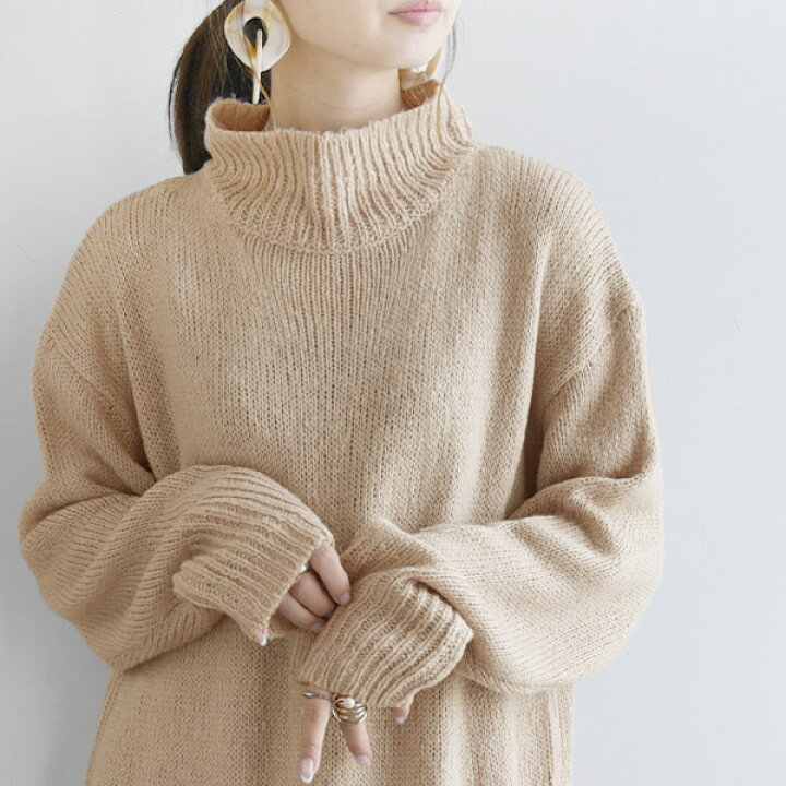 楽天市場 ニットワンピース ロング モヘア風ニットワンピース メール便不可 M L 秋冬 冬 ワンピ マキシ丈 洗える タートル タートルネック おしゃれ レディース 生地 中厚 ロング 長袖 ゆったり チクチクしない グレー ブラック アンドイット And It