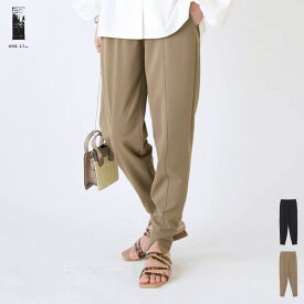 パンツ レディース 春夏 梨地スリットジョガーパンツ ボトムス きれいめ UV センターライン スリット シンプル 大人可愛い ジョガーパンツ 前スリット ウエストゴム 楽ちん 伸縮性 ストレッチ 動きやすい M-L LL-3L メール便10