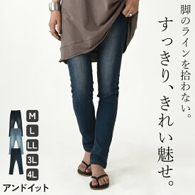 スキニーパンツ レディース デニム フィットデニムパンツ スキニー ジーンズ Gパン ジーパン レギパン 春夏秋冬 綿混 フィット すっきり スリム 美脚 ストレッチパンツ 伸縮性 M L LL 3L 4L メール便10