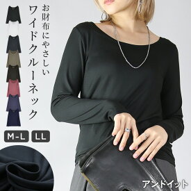 トップス レディース 超あったか裏起毛ワイドクルーカットソー お財布にやさしい 超あったか 秋冬 シンプル インナー 裏起毛 長袖 ベーシック 定番 ブラック オフ チャコール カーキ トープ ローズ パープル ネイビー M~L LL メール便【5】