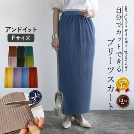 スカート レディース セルフカットプリーツスカート ロング ロングスカート 自分で切れる カットできる フリーカット 裾カット 春夏秋冬 ロングシーズン 低身長 高身長 ブラック 黒 F メール便10