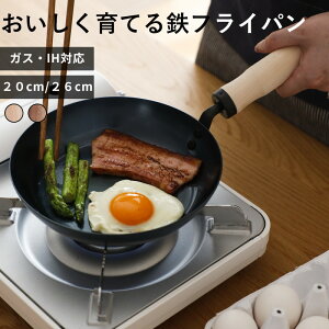 【レビュー特典】 オリジナル〔 おいしく育てる鉄フライパン 20cm 26cm 〕 シーズニング済み 日本製 IH対応 直火対応 IH ガス 使える 鉄のフライパン 鉄製 鉄分 補給 引っ掛け 木製 ブナ ウォル