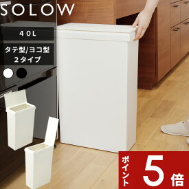 【レビュー特典】 〔 ソロウ 隙間で使えるスリムダストボックス / 通路で使えるワイドダストボックス ハンドオープン 40L 〕 SOLOW 縦型 横型 ふた付き ゴミ箱 抗菌 防汚 45リットルゴミ袋対応 分別 いたずら 防止 袋止め 日本製 白 黒 シンプル リス RISU