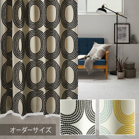 ディズニー 遮光 オーダーカーテン Disney MICKEY ミッキー Dot ring / ドットリング 【遮光2級/遮光3級/ウォッシャブル/形状記憶/ドット/サークル/ブラック/マルチカラー/イエロー/グリーン】