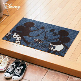 マット ディズニー 屋内・屋外兼用 玄関マット ミッキ＆ミニー 50×75cm 室内 屋外 屋内 disney エントランス 洗える 洗濯機OK 滑り止め カーペット R01