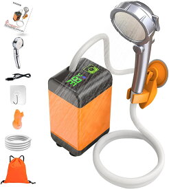 ＼収納袋付／ポータブルシャワー お風呂 2電源 水温 簡易シャワー アウトドアシャワー USB充電式4800mAh/7800mAh 電動シャワー コードレス 簡易ポータブルシャワー 節水 流量無段階調節 釣り 海水浴 旅行 水遣り 洗車 コンパクト ペットシャワー 防災グッズ