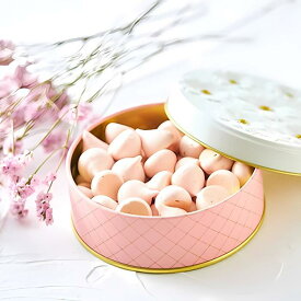 メレンゲ菓子メレンゲ三重奏・ストロベリー（フラワー缶） 1缶 25g／メレンゲクッキー フラワー缶 可愛い おしゃれ ギフト プレゼント スイーツ とける 食感 ストロベリー サクサク 甘さ控えめ 無添加 常温保存 プチギフト 誕生日 贈り物 お祝い 人気 国産