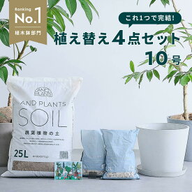 観葉植物 植え替え セット Lサイズ 10号 植木鉢 ホワイトグレー ECOPOTS 観葉土 25L 鉢底石 4L 鉢底網 軽い 鉢皿 付き お花 植物 観葉植物の土 初心者おすすめ 防虫対策 室内用 室外用 植え替え 鉢植え 鉢 プランター ガーデニング アンドプランツ