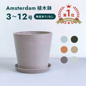 ＼レビュー特典あり／植木鉢 鉢 ecopots Amsterdam 6 - 10号 プラスチック + 天然石 鉢カバー おしゃれ 大型 プランター 軽い インテリア 北欧 鉢皿 付き お花 植物 観葉植物 アンドプランツ and plants 6号 8号 10号 ホワイト グレー ブルー ブラック