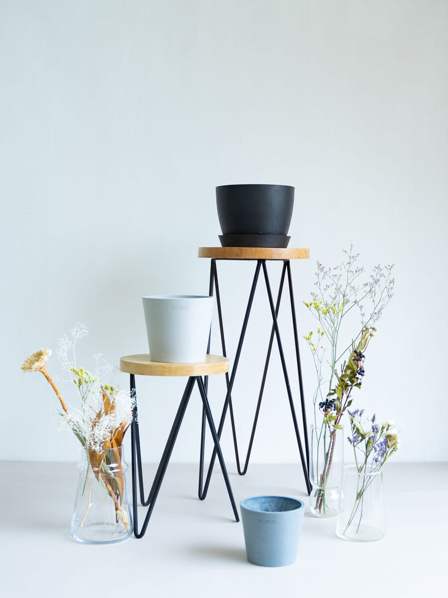 Ecopots Stockholm Table-L 植木鉢 5号 小さい プラスチック+天然石 プランター 軽い おしゃれなインテリアになる鉢  鉢カバー | AND PLANTS 植物・植木鉢・花屋