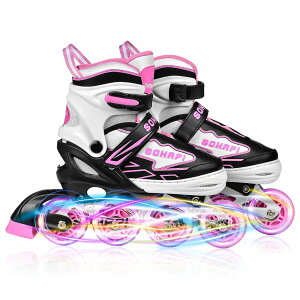 インラインスケート インラインシューズ ローラースケート 大人 子供用 ジュニア ローラー ローラーブレード 女の子 男の子 初心者向け 耐久 通気性 安全 静音 全ウィルが光る 4サイズ調整