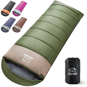 寝袋 シュラフ 冬用 夏用 封筒型 【足元に二重保温】オールシーズン 枕付き 軽量 コンパクト 1.8Kg 1.4Kg 1.0Kg 簡単収納 保温 防水 快適温度-5℃-25℃ キャンプ 登山 アウトドア 車中泊 防災用 丸
