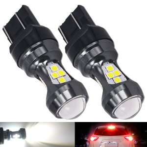 T20 W21/5W LED �_�u�� ���� �z���C�g 7443 �o���u 12V-24V �X�g�b�v �e�[�������v �u���[�L�����v �|�W�V���� �o�b�N���C�g CANBUS�L�����Z���[��R���� �Ԍ��Ή� 1�N�i���ۏ� �����F2��