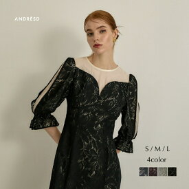 ＼全品1000円0FF_◆クーポン配布中／4/30_23:59_まで【公式】 ANDRESD アンドレスド 【 ラウンドカットドレス 】 パーティードレス オケージョンドレス 結婚式 ワンピース ドレス 40代 30代 20代 50代 親族 フォーマル フォーマルドレス お呼ばれ お呼ばれドレス