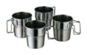 カクセー PP−03スタッキングマグ4P キャンプ アウトドア レジャー 釣り 車中泊 トレッキング 登山 ツーリング ケトル やかん お皿 プレート 食器 セット 2人 ステンレス コンパクト なべ 非